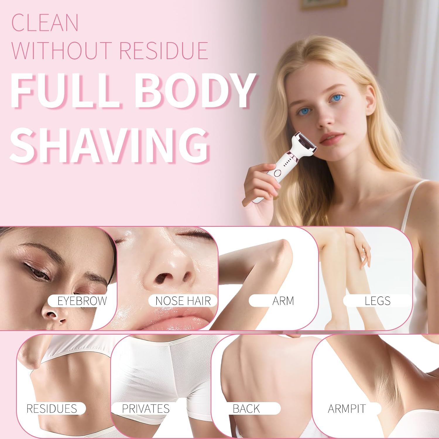 Detalle de Beanify 4-in-1 Electric Razor with LED Display — Wet/Dry, USB-C, IPX7