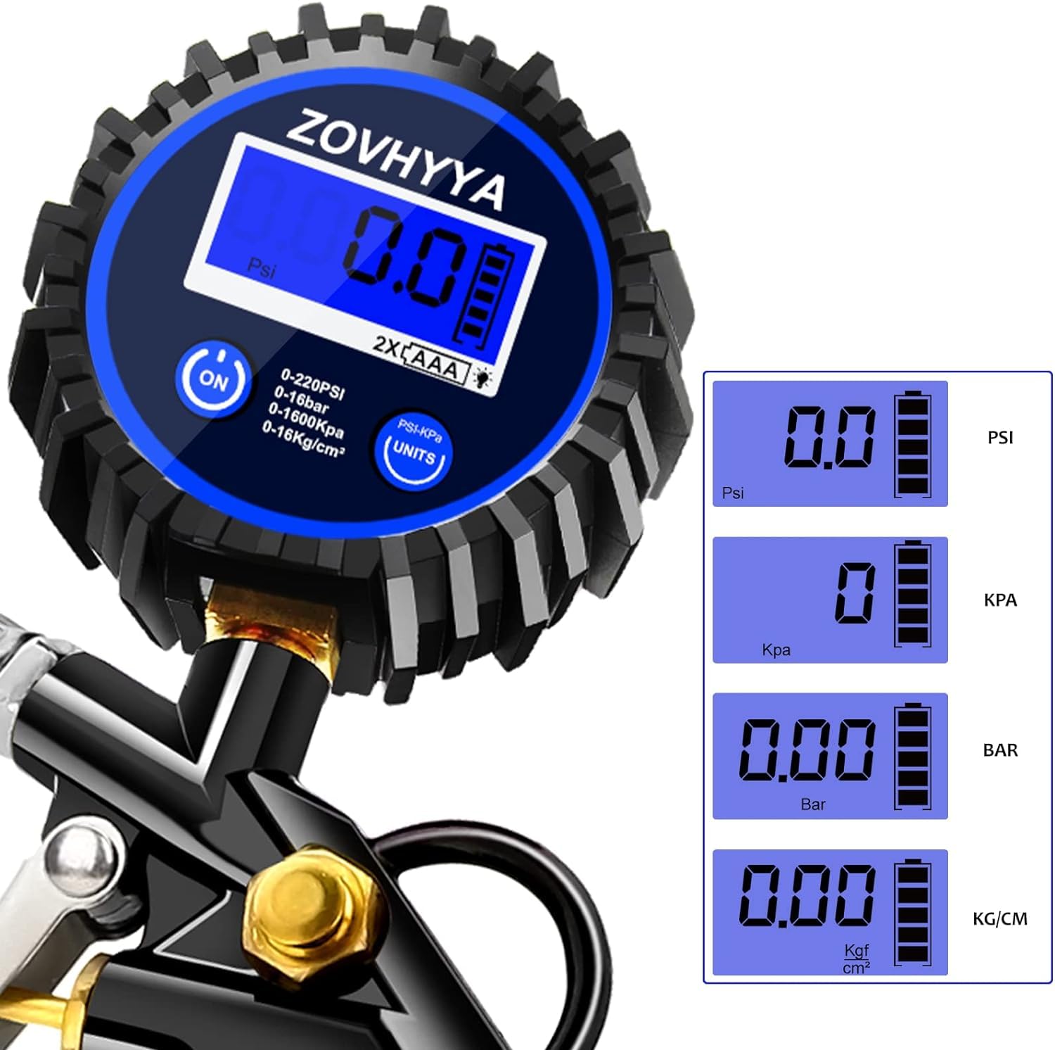 Detalle 2 de Manometro ZOVHYYA 220 PSI per pneumatici