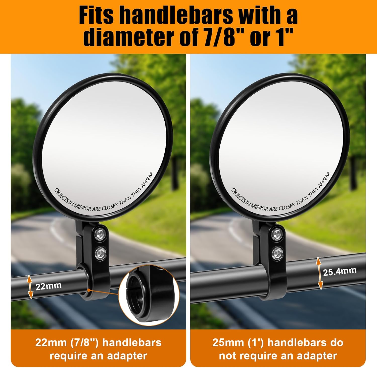 Detalle de LOVLEX E24 Motorrad Spiegel Set – Universale 360° drehbare Lenkerendenspiegel (2er Set)