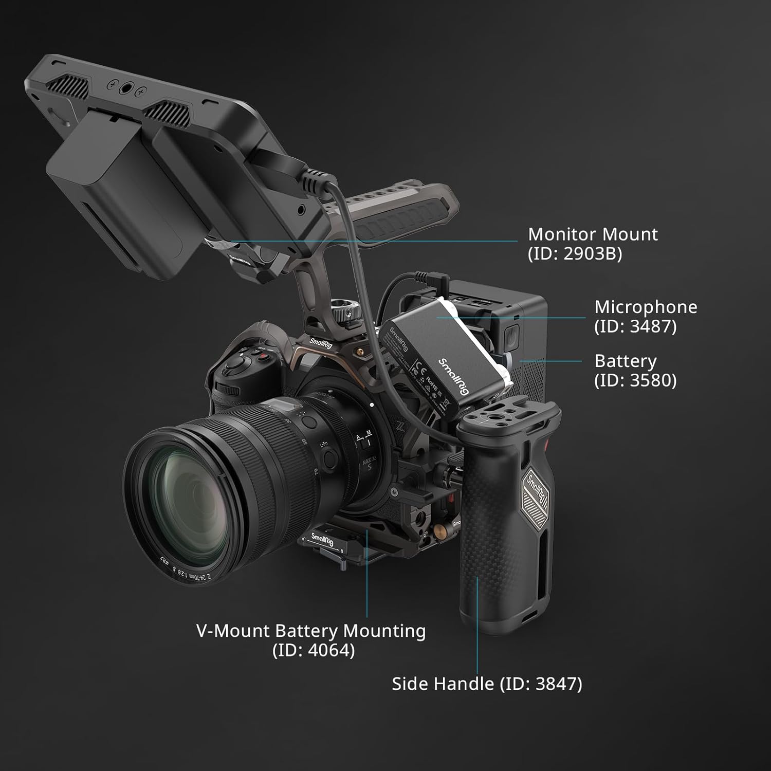 Thumbnail 6 de SMALLRIG Night Eagle Cage Z6III pour Nikon Z6 III — Cage complète en alliage d'aluminium avec plaque de dégagement rapide et support Cold Shoe