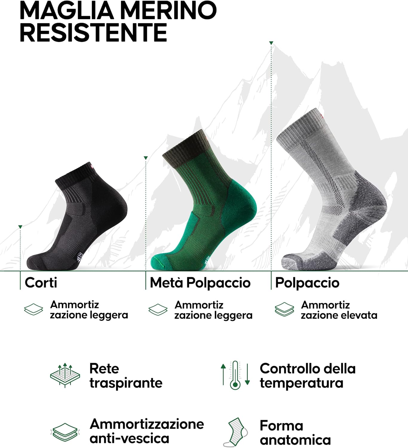 Thumbnail 1 de DANISH ENDURANCE Calzini Trekking Lana Merino Unisex – set da 3 paia