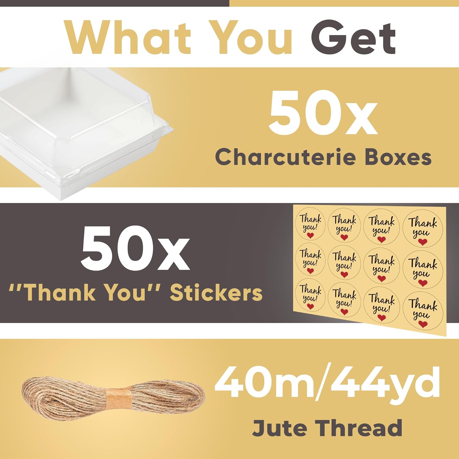 Detalle de Leafiew 50-Pack Small Charcuterie Boxes with Clear Lids (5-Inch) — To-Go Disposable Mini Food Containers, White