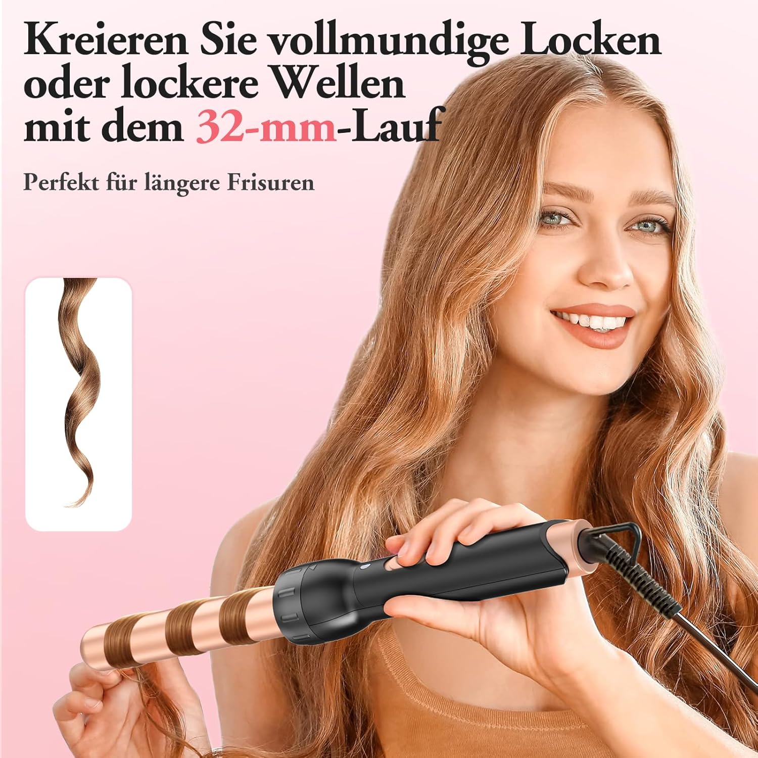 Thumbnail 5 de 5-in-1 Lockenstab Keramik Set mit 32/25/19-25/19/10 mm Aufsatz – Schnellaufheizung, 110V-240V, Anti-Burn