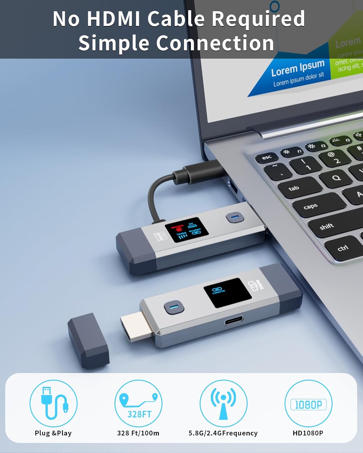 Detalle de ANJCTDD Grey-WX-50M-01 Wireless HDMI Transmitter and Receiver, 1080p Output