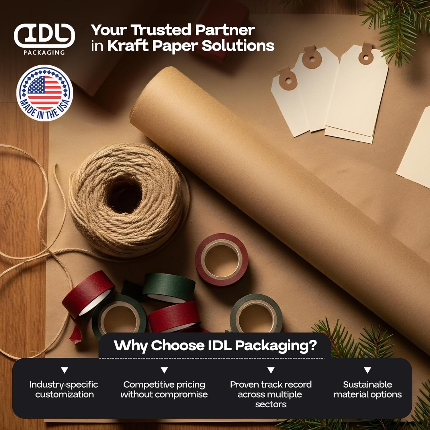 Thumbnail 6 de IDL Packaging Brown Kraft Paper Roll, 36" x 2160", 30 lb Uncoated Paper