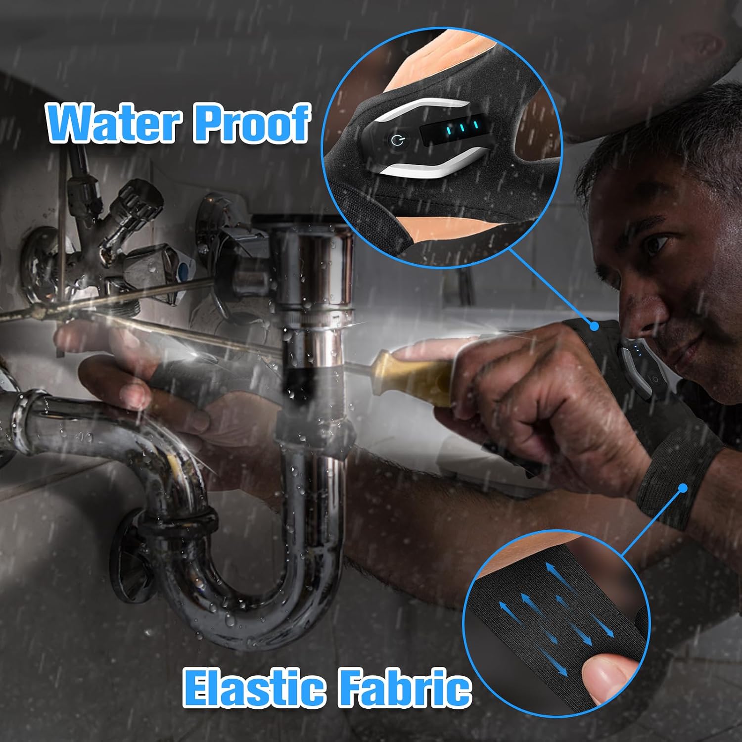 Thumbnail 4 de Hinshark LED Flashlight Gloves, Rechargeable Fingerless Work Lights