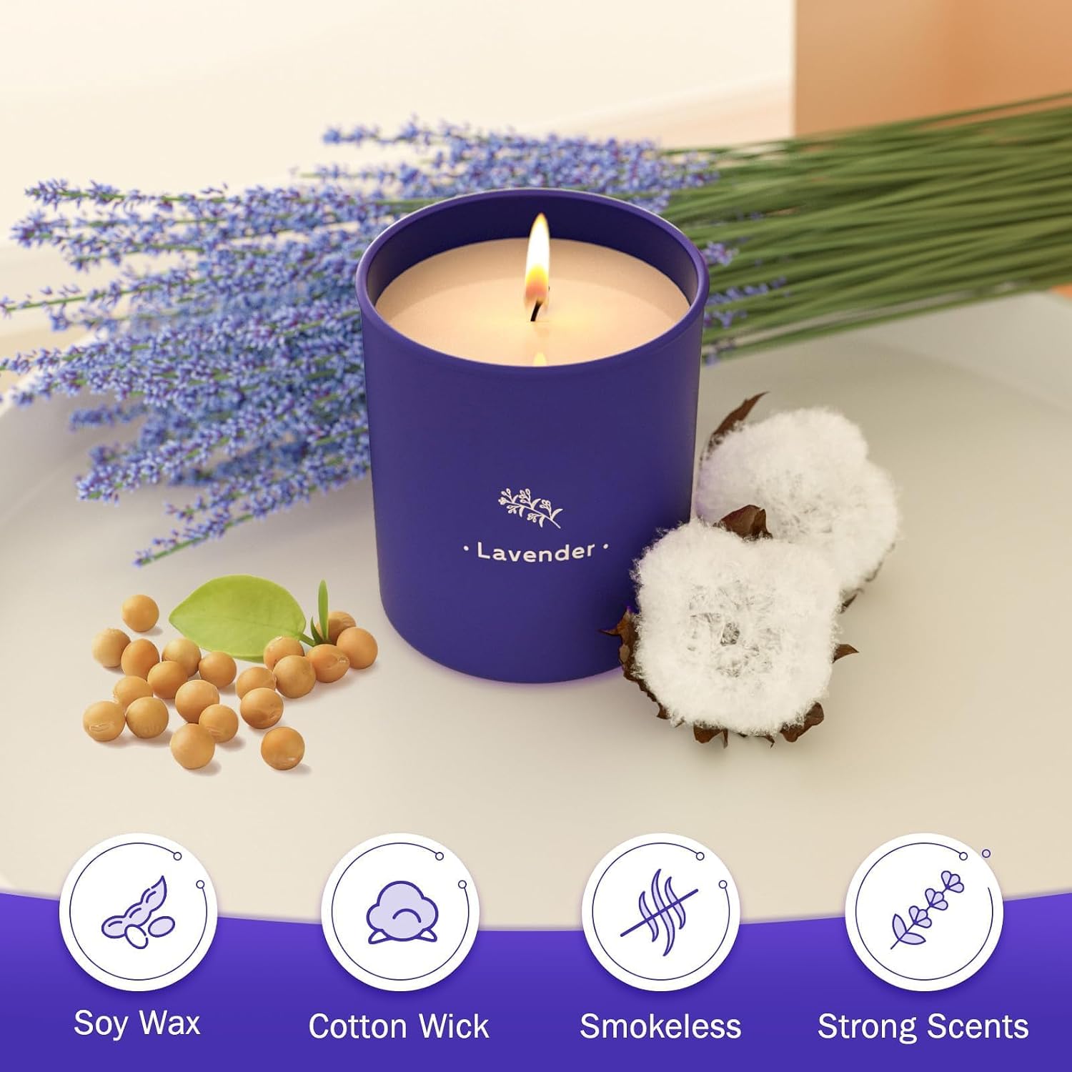 Detalle 2 de Lavender Soy Candle, 8 oz