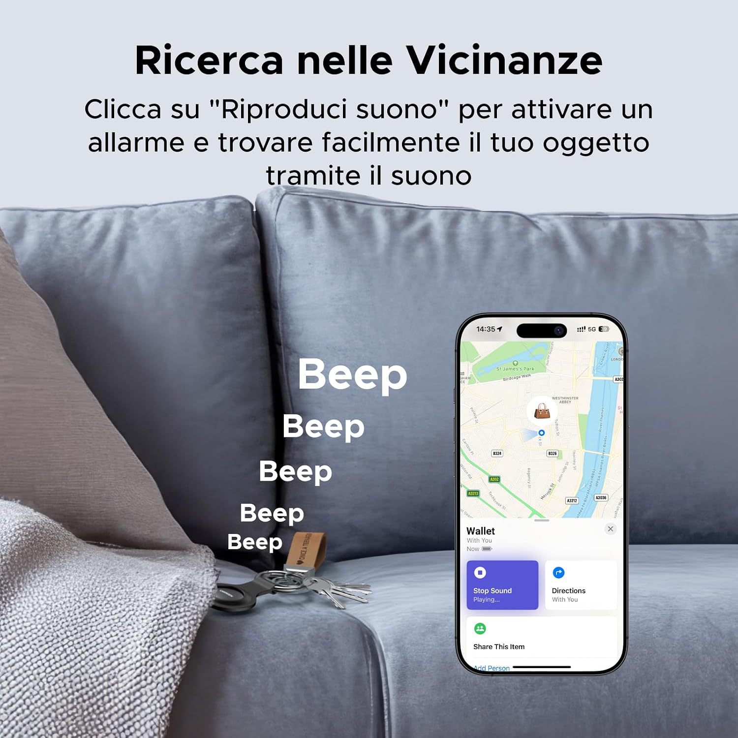 Thumbnail 4 de UGREEN FineTrack Mini Tag Localizzatore Bluetooth: Tracker Find My per chiavi, bagagli e altro (2 pezzi)