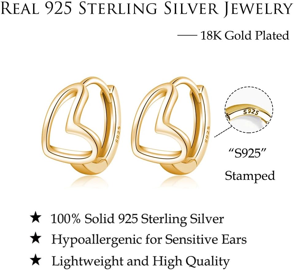 Thumbnail 6 de Reffeer 925 Sterling Silver Heart Hoop Earrings