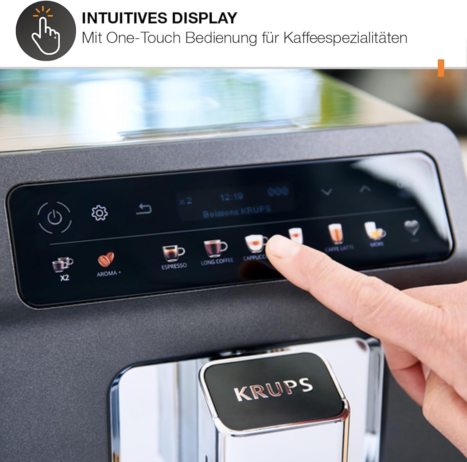 Thumbnail 2 de KRUPS Evidence One Kaffeevollautomat EA895N10 (One-Touch-Cappuccino) mit Milchschlauch und 12 Heißgetränken