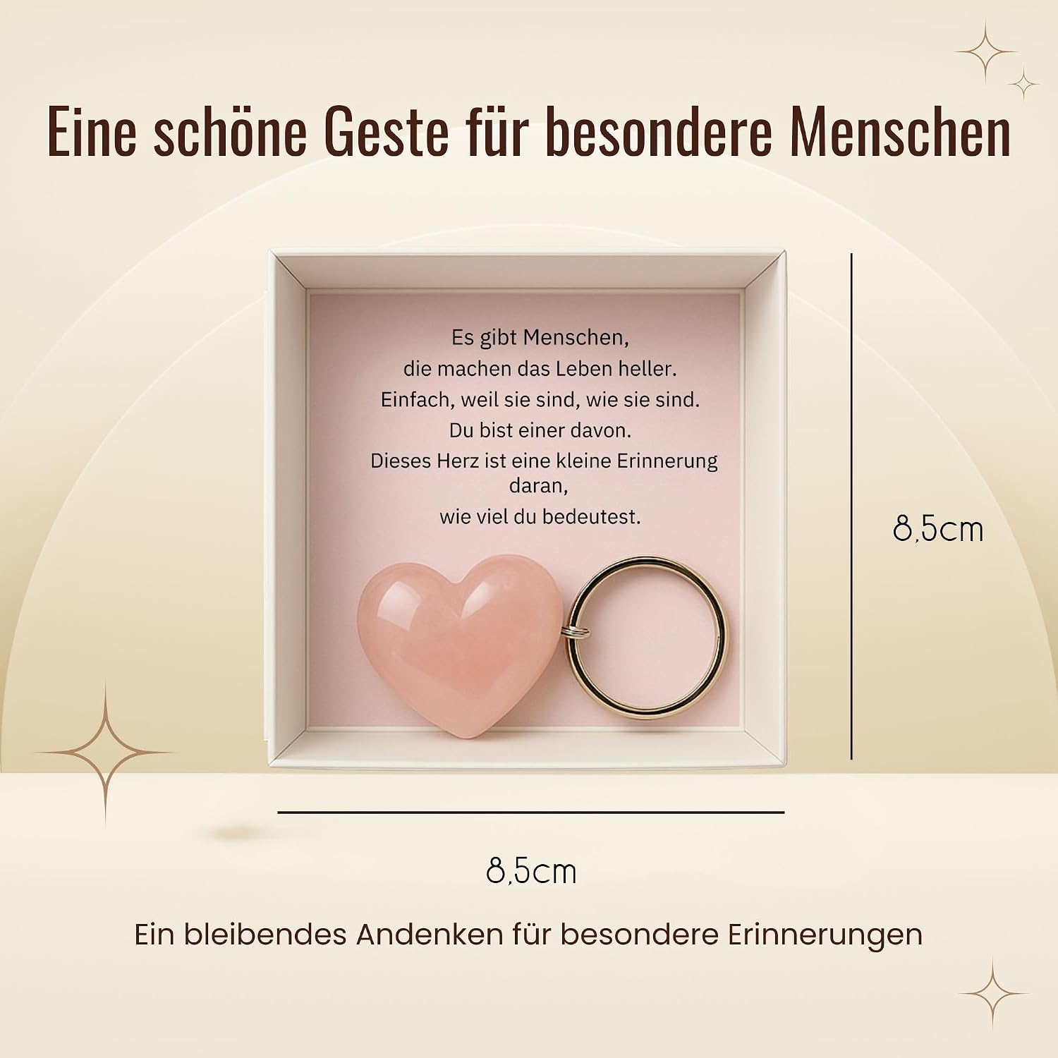 Thumbnail 2 de Milaboo handgefertigte Geschenkbox mit Herzstein-Anhänger aus Rosenquarz – persönliche Stülpbox mit Botschaft