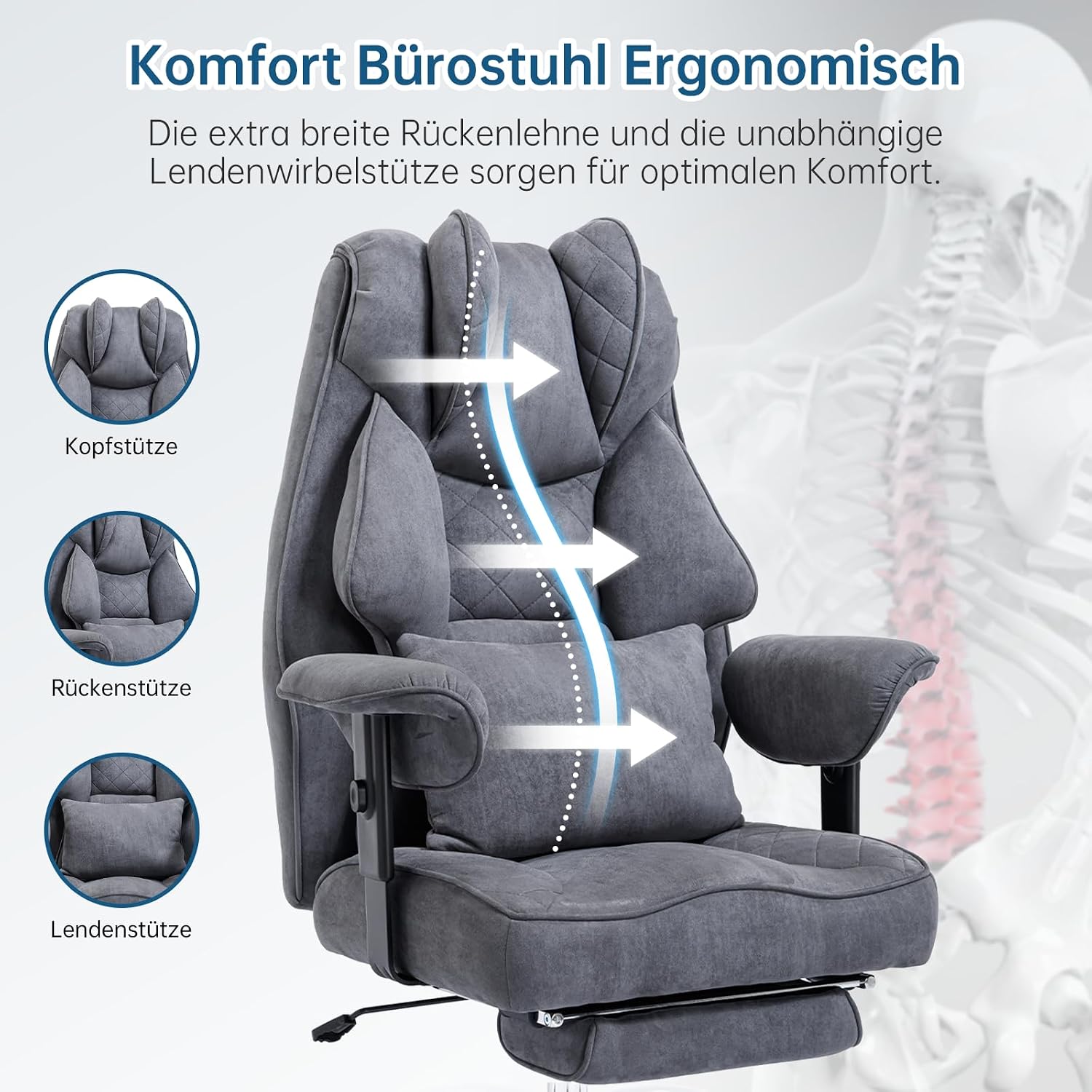 Thumbnail 4 de Asukale Ergonomischer Bürostuhl 200kg