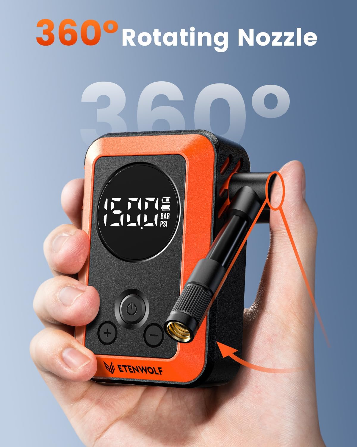 Thumbnail 6 de ETENWOLF S0 Mini Electric Bike Pump, 150 PSI, Gauge, Presta/Schrader