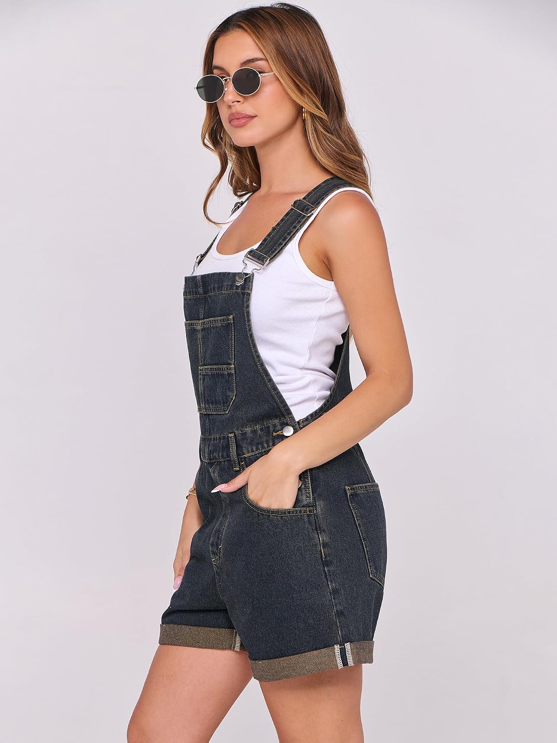 Detalle de ANRABESS Women's Denim Overalls Romper Jumpsuit