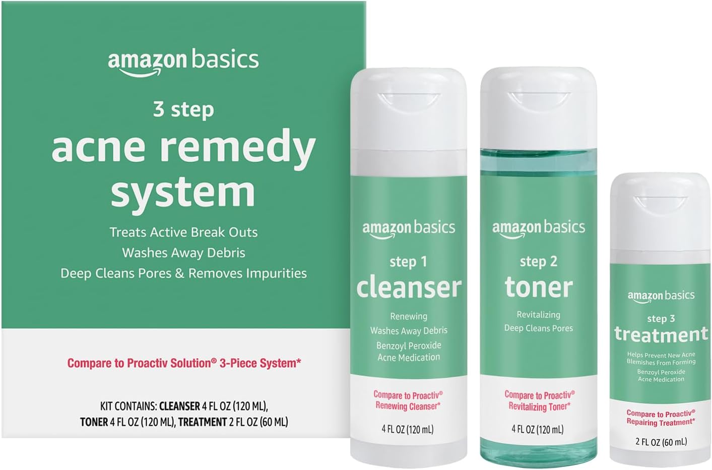 Thumbnail 6 de Amazon Basics 3-Step Acne Treatment Remedy System Cleanser (2.5% Benzoyl Peroxide) — 4 fl oz