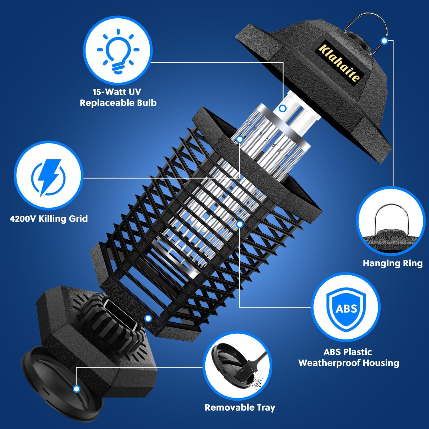 Detalle de Klahaite Outdoor Insect Exterminator Electric Mosquito Zapper (up to 1/2 acre)