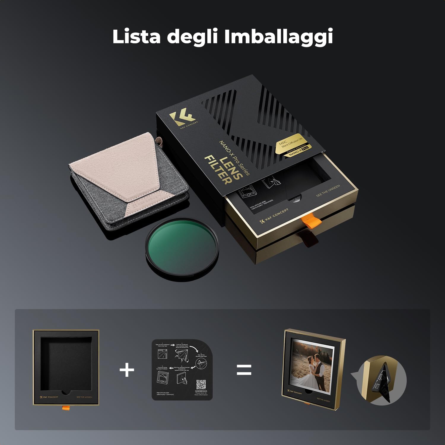 Thumbnail 6 de K&F CONCEPT Nano-Xcel Pro 77mm Black-Mist 1/8: filtro cinematografico ultra-basso riflessi per ritratti e video