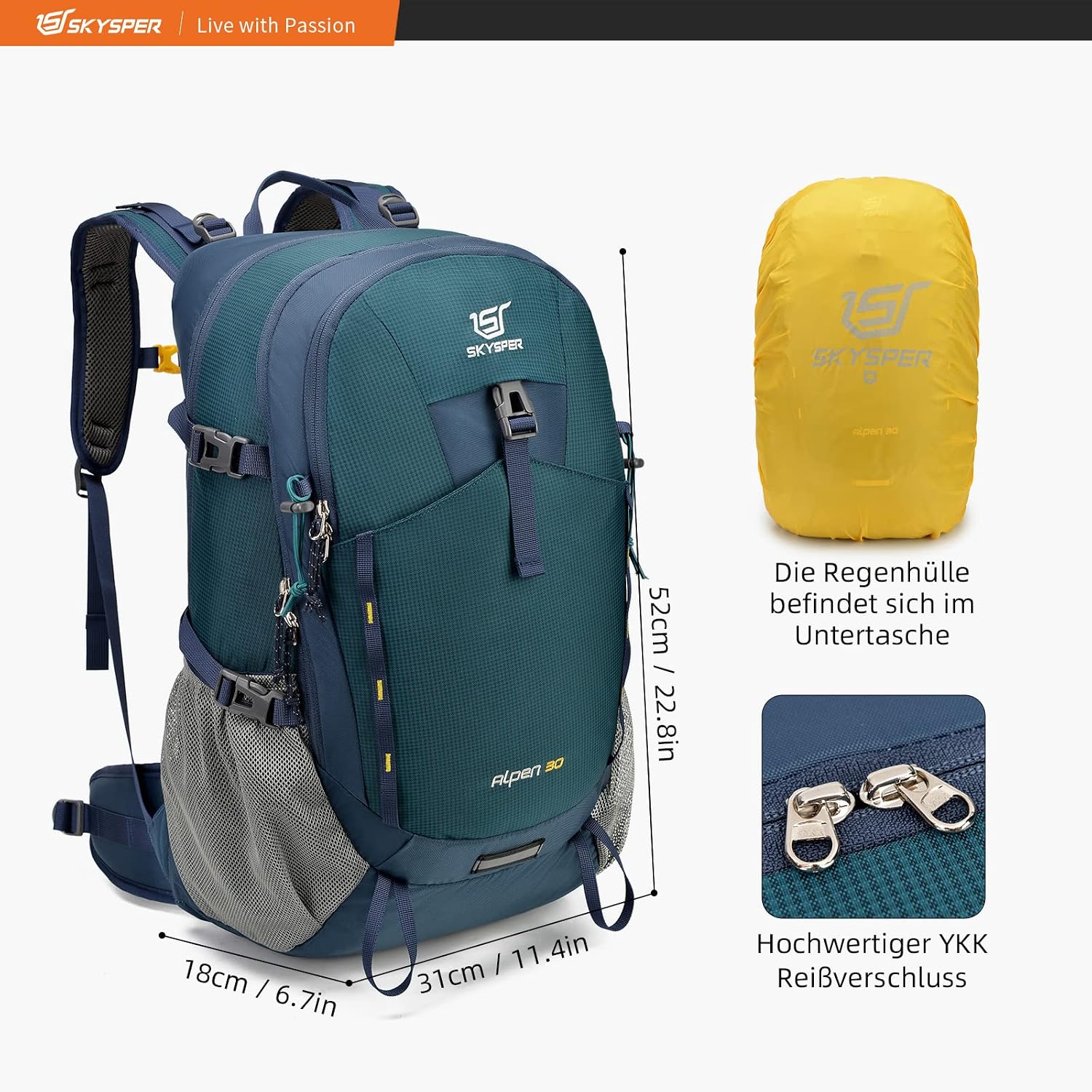Detalle 2 de Zaino trekking SKYSPER 30L per hiking