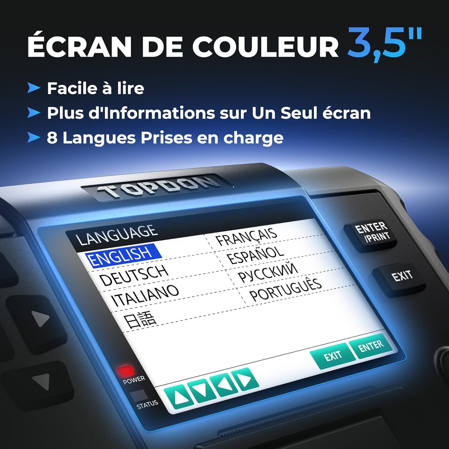 Thumbnail 5 de TOPDON Testeur de batterie BT600 — Testeur 12/24 V avec imprimante et écran couleur 3,5 pouces