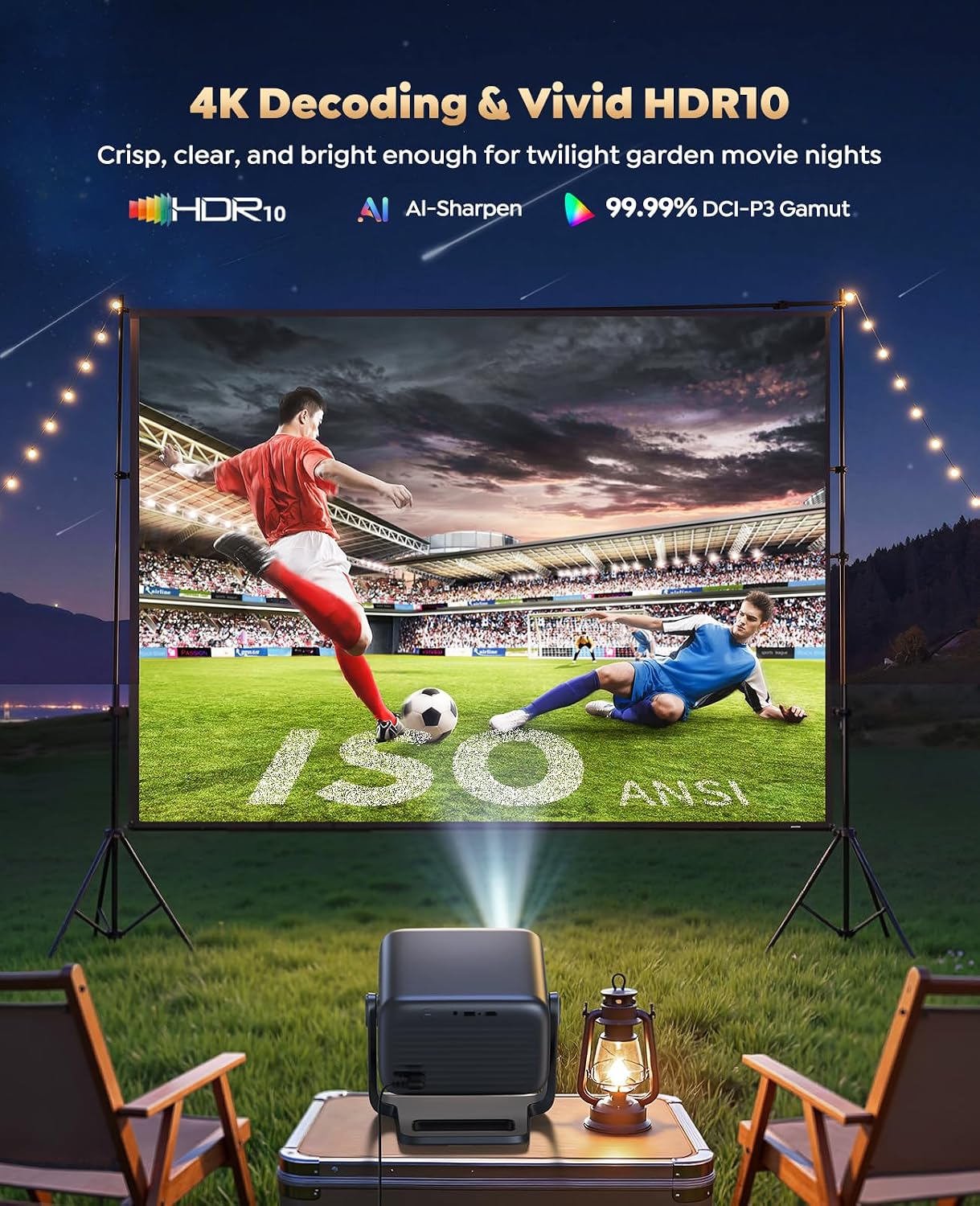 Detalle 2 de Smart 4K Projector with Google TV Built-in and 360° Stand