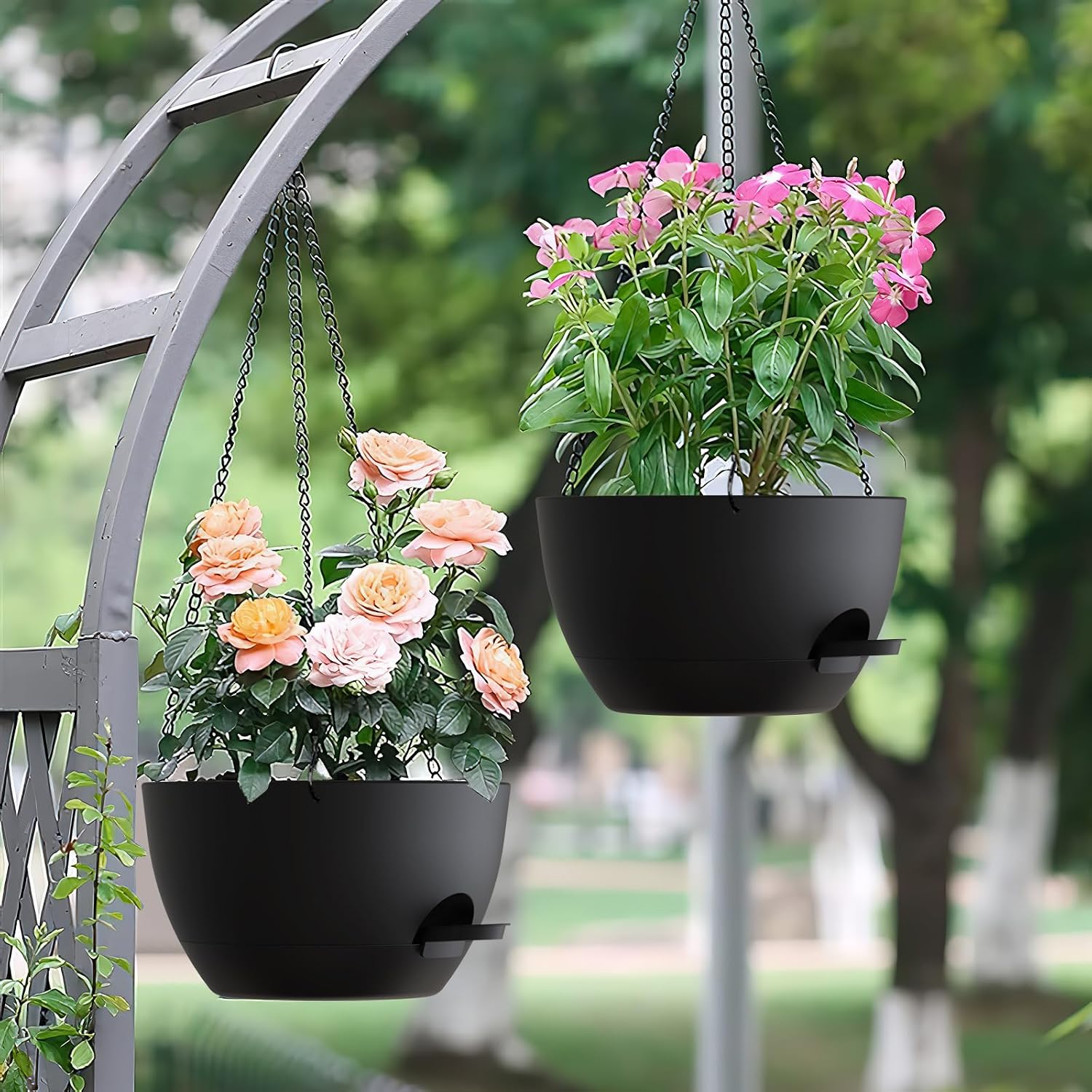Thumbnail 6 de Homeuouz 25cm Selbstbewässernde Hängende Blumenampel 2er-Set – Pflanzpracht für Innen & Außen