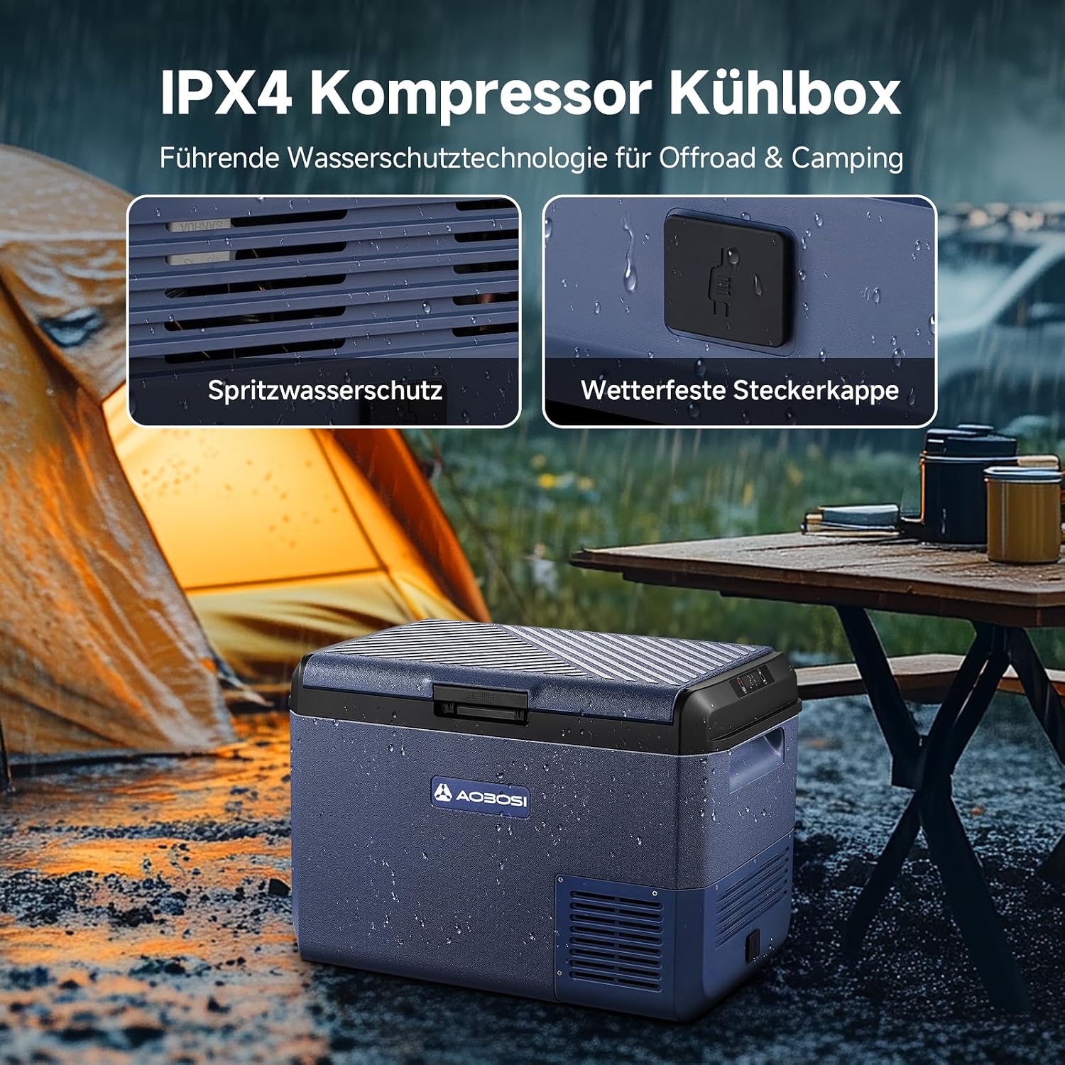Thumbnail 2 de AAOBOSI Kompressor-Kühlbox 50L – elektrisch 12V/230V, IPX4 spritzwassergeschützt, -20 bis 20°C
