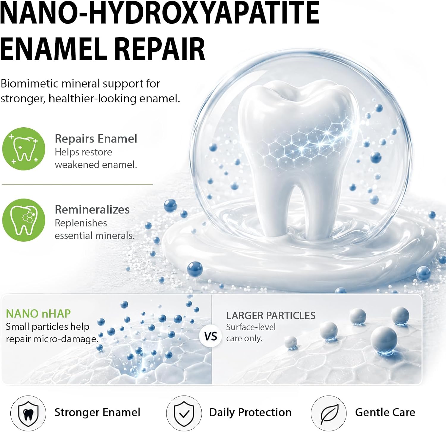 Detalle de ussQinVM 10% Nano Hydroxyapatite Toothpaste, Fluoride-Free Mint, 2-Pack