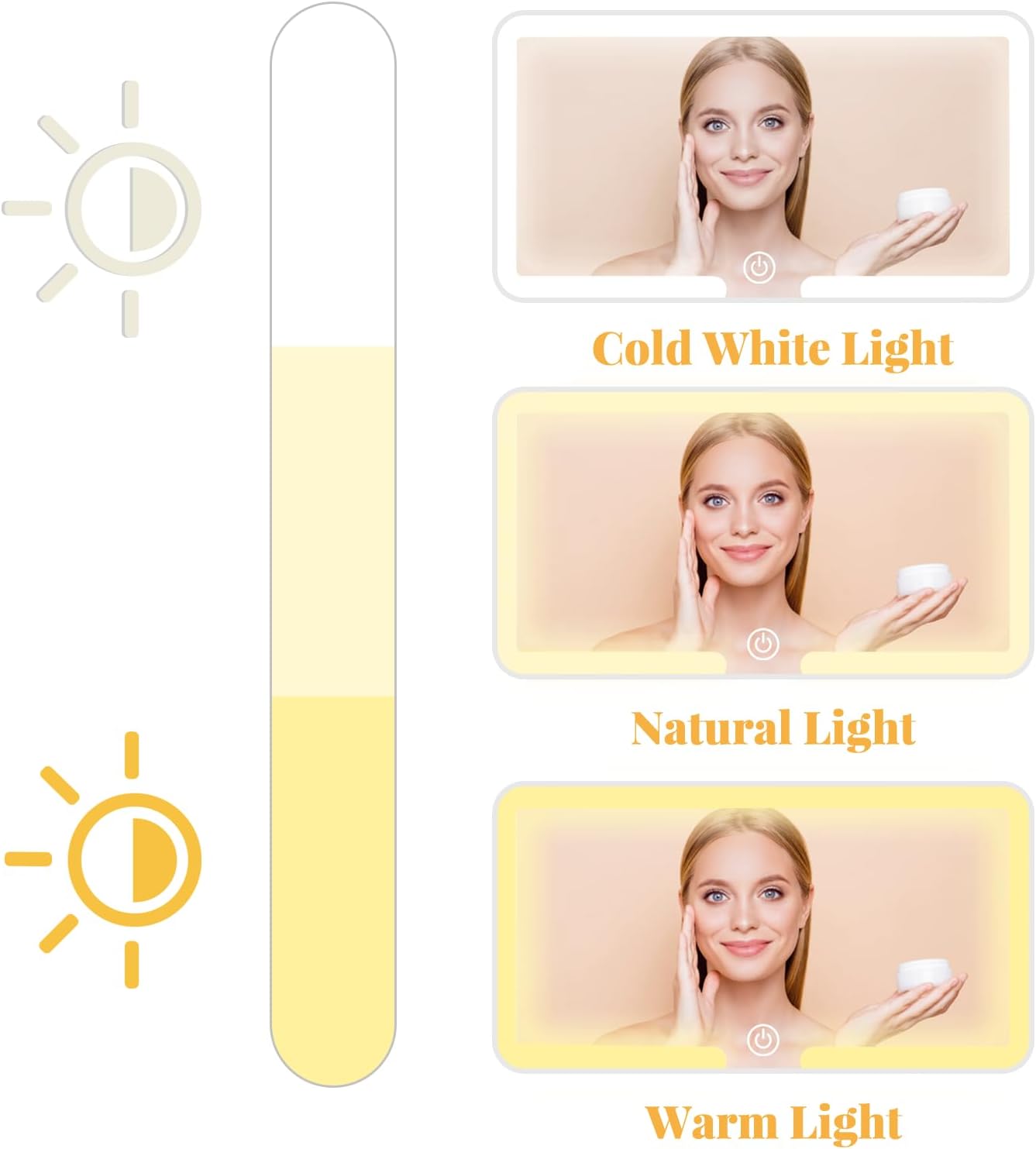 Detalle de LED Car Vanity Mirror with Lights (3 colour temperatures) for car sun visors – White, touch control & rechargeable