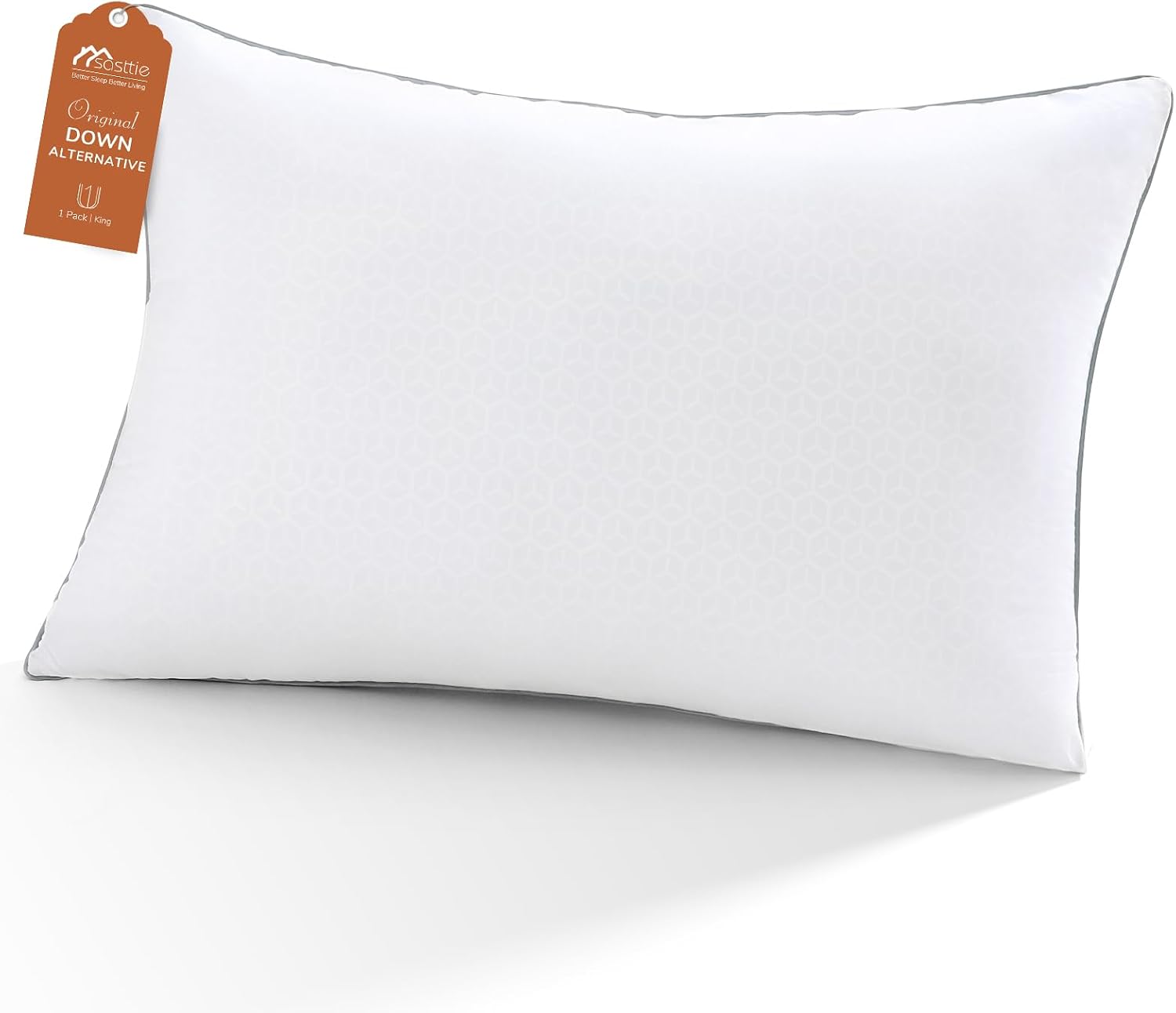 Detalle de Sasttie Standard Bed Pillow, 20x26 Inches, Down-Alternative Fill