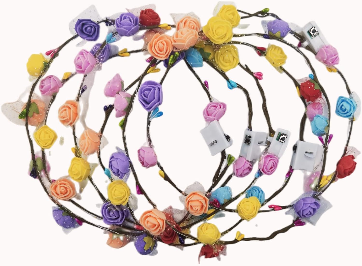 Detalle 2 de WHSCwp LED Flower Crown Headband (6-Pack) – Lighted Floral Garland for Parties