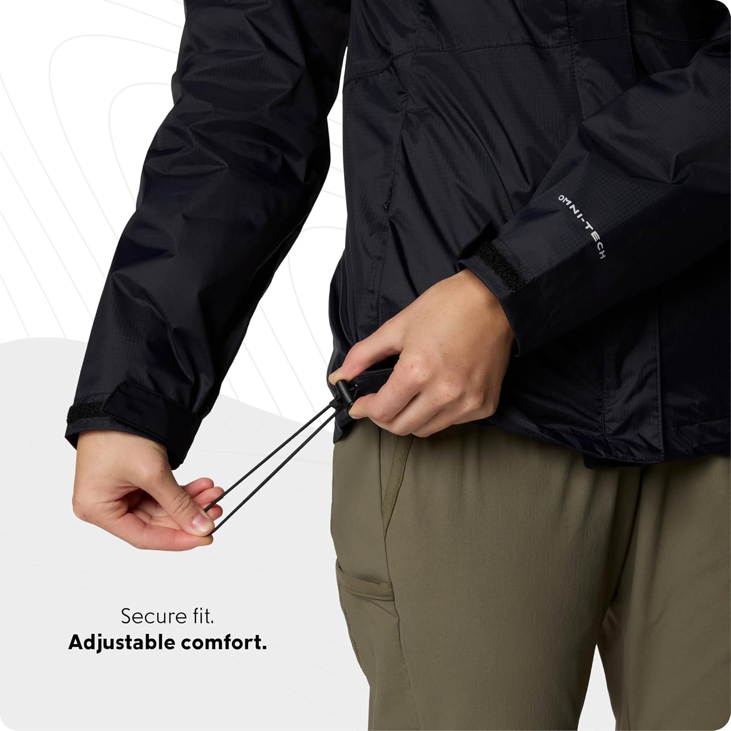 Detalle de Columbia Women’s Pouring Adventure 3 Waterproof Rain Jacket (Omni-Tech) – Black, Size L