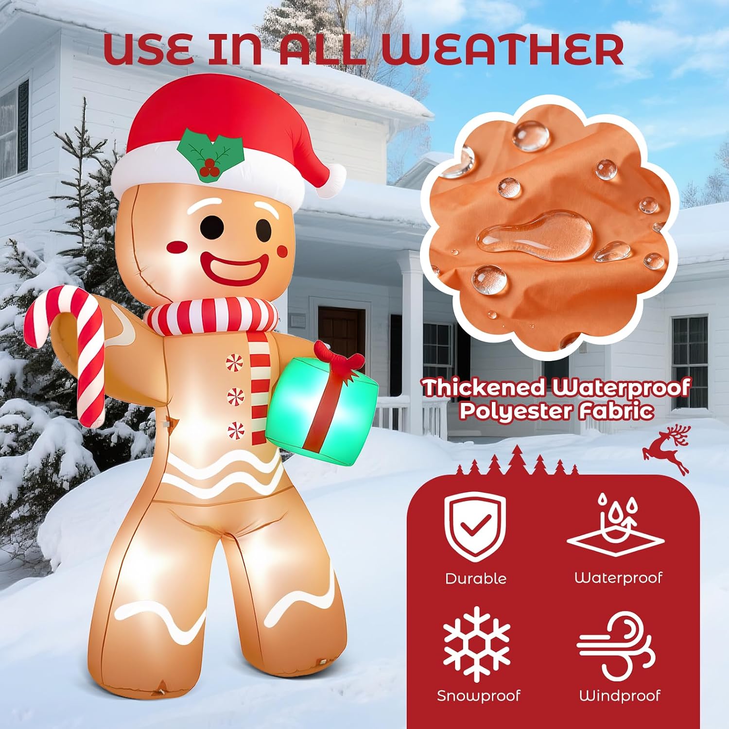 Thumbnail 4 de Partyotu 8FT Inflatable Gingerbread Man 🎄
