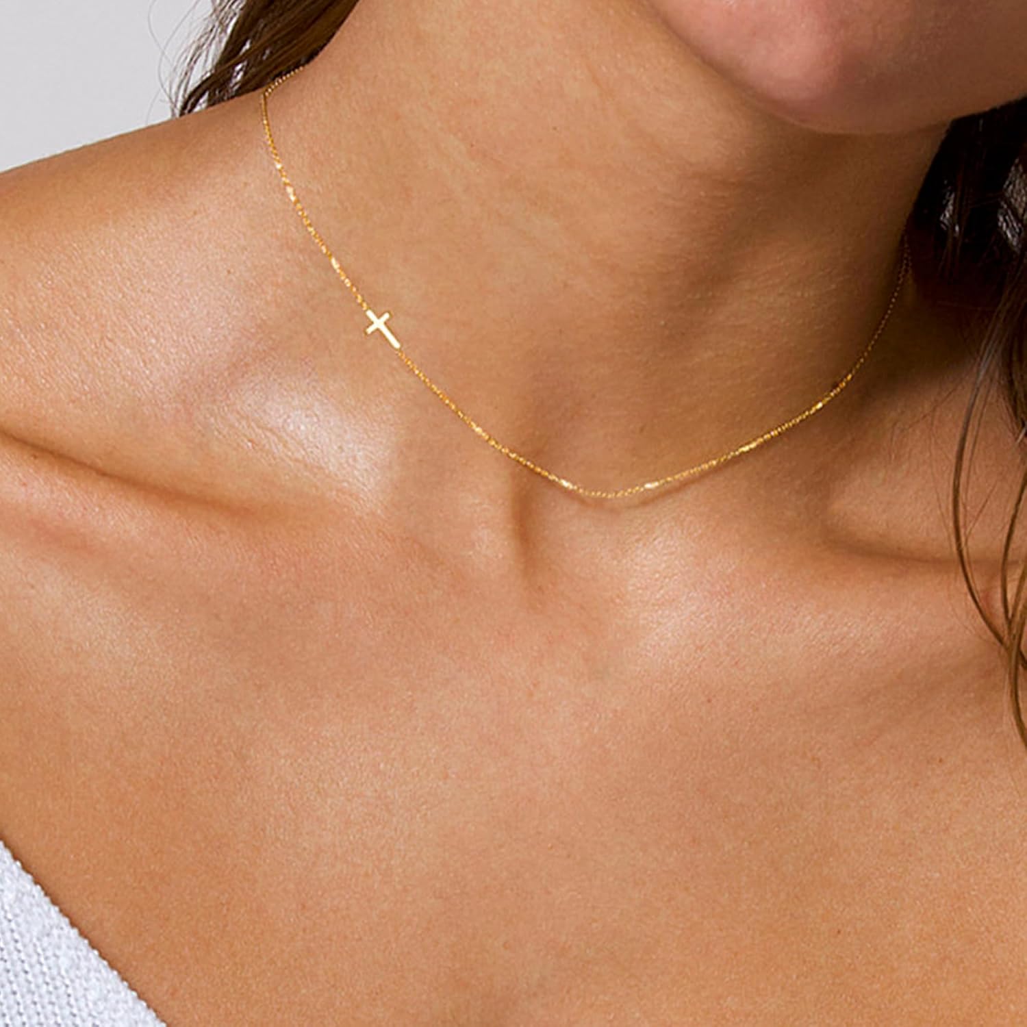 Thumbnail 2 de TINGN Collana a croce in oro da donna – 14 carati placcato oro, design minimalista