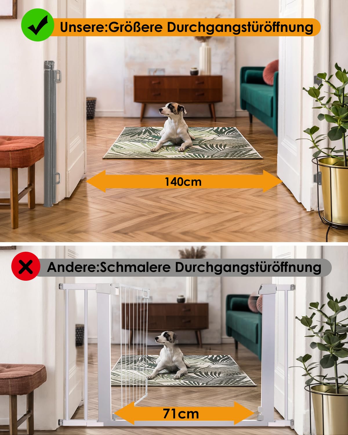 Thumbnail 3 de derimkcoa Ausziehbares Treppenschutzgitter 0–140 cm
