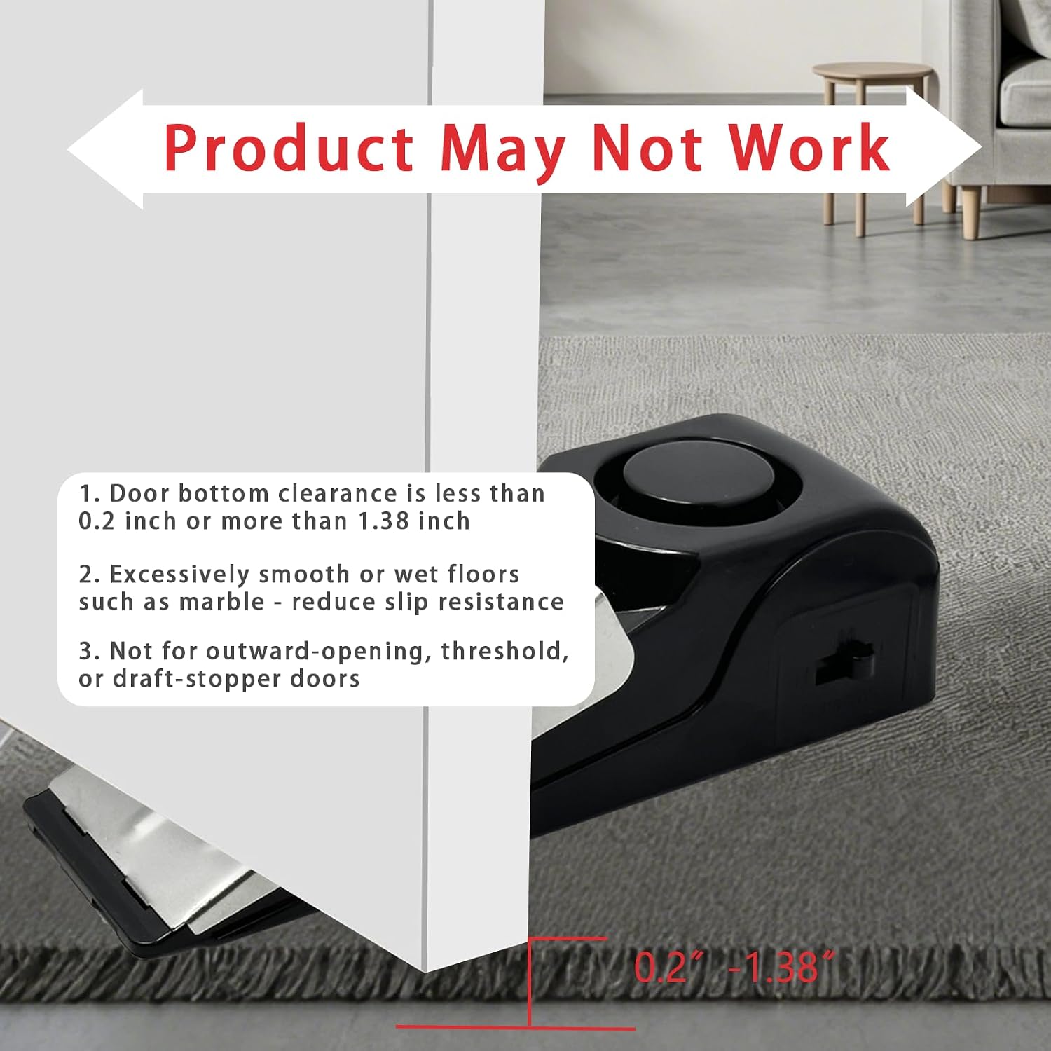 Thumbnail 5 de HNHMT Door lock Portable Door Lock & Door Stop Alarm Set, Stainless Steel, Red