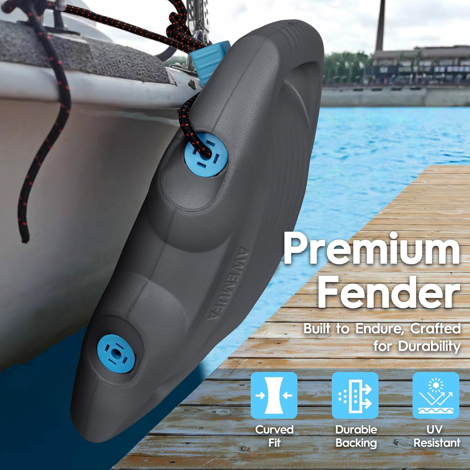 Thumbnail 4 de AWEMUFA Boat Fenders: Easy-Install Dock Bumpers for Pontoon, Bass, Jet Ski, and Fishing Boats