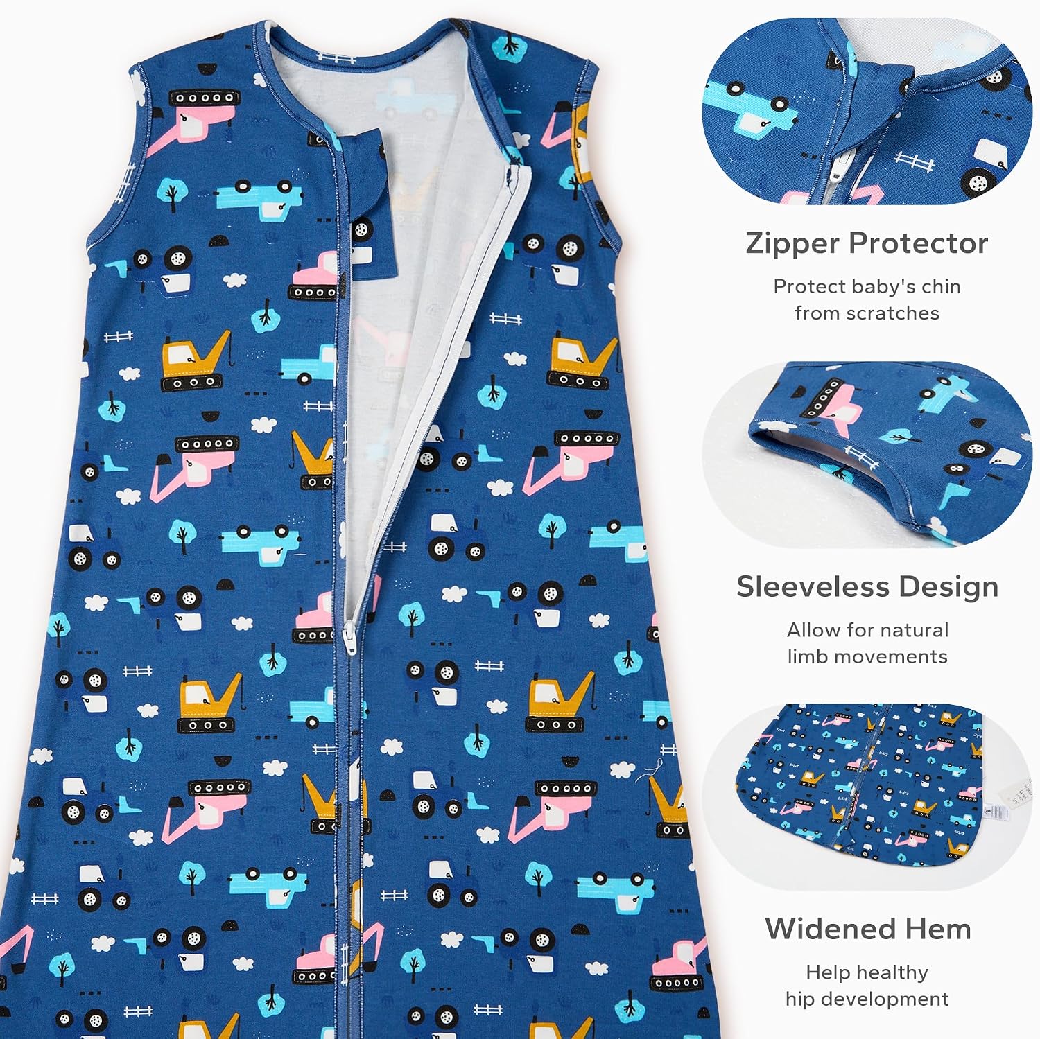 Detalle de ZIGJOY 0.5 Tog Baby Sleeping Bag – 100% Cotton Summer Sleep Sack (6-12 Months)
