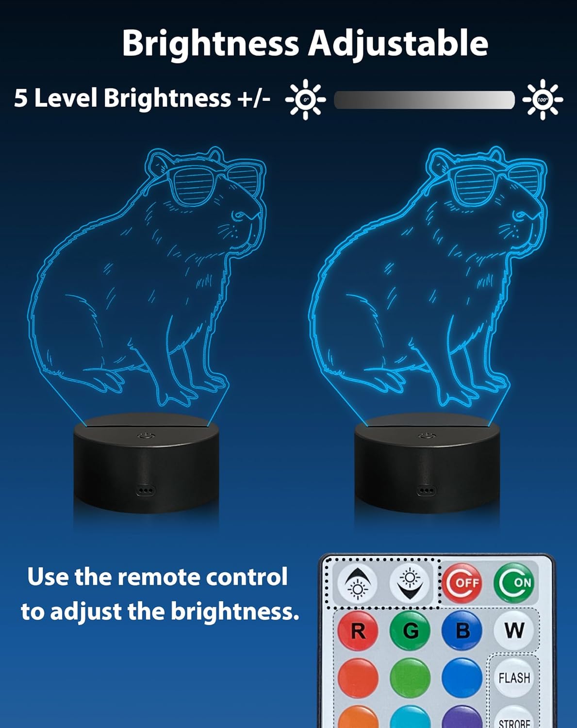 Thumbnail 2 de Magiclux Capybara Night Light with Touch & Remote, USB LED Acrylic Panel
