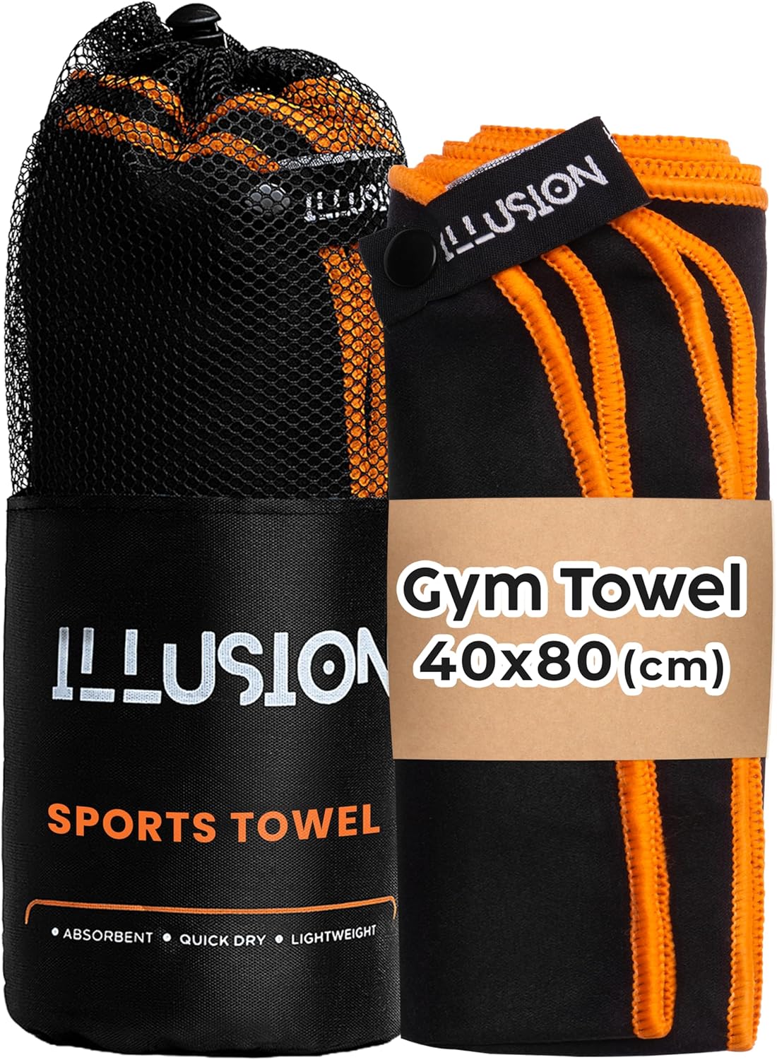 illusion Small Microfibre Gym Towel (40x80cm) – Lightweight, quick-dry gym and sports towel