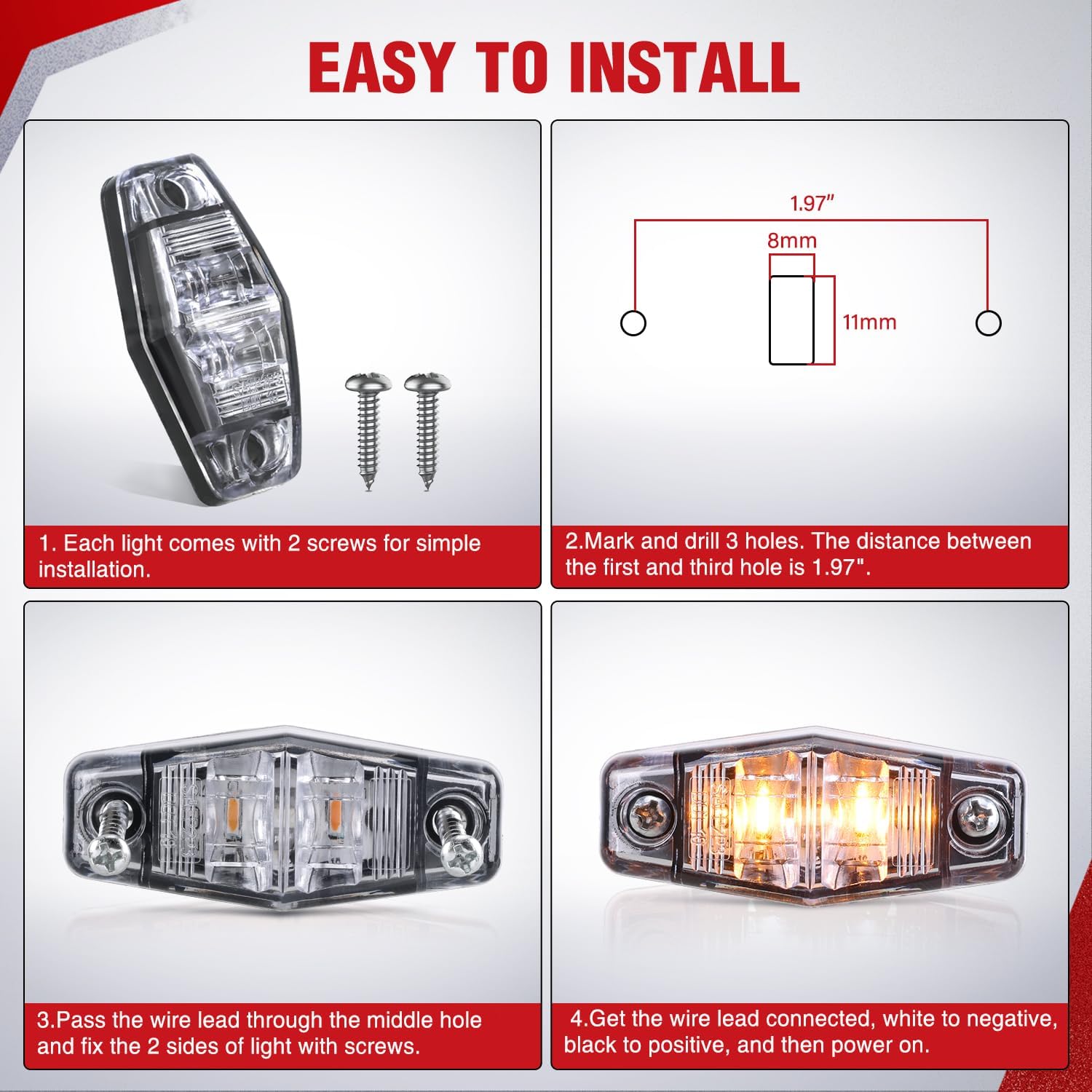 Detalle 1 de Nilight Side Marker Lights 2.5-inch