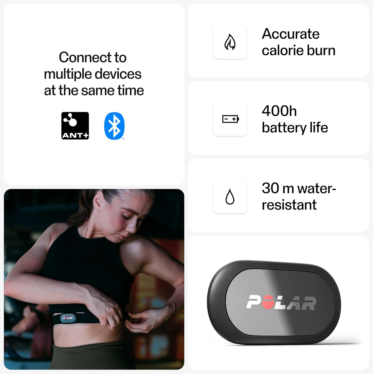 Detalle 1 de Polar H9 - Sensor de Frecuencia Cardíaca 💓 Resistente al Agua