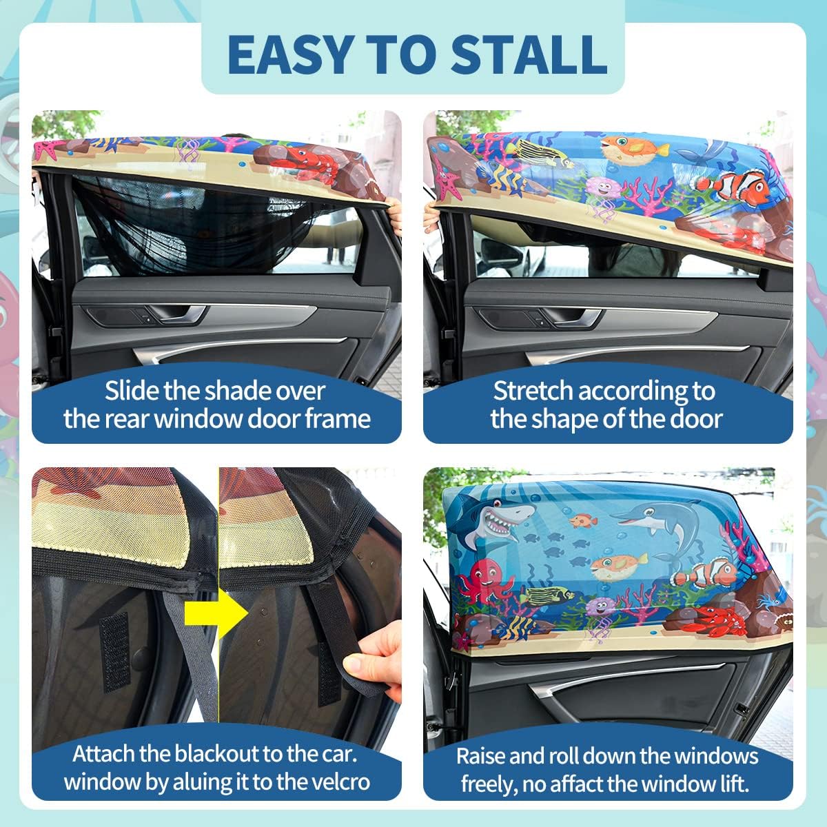 Thumbnail 5 de iZoeL Car Window Shades for Baby & Pets (2pcs) 100 x 80cm UV sun visors