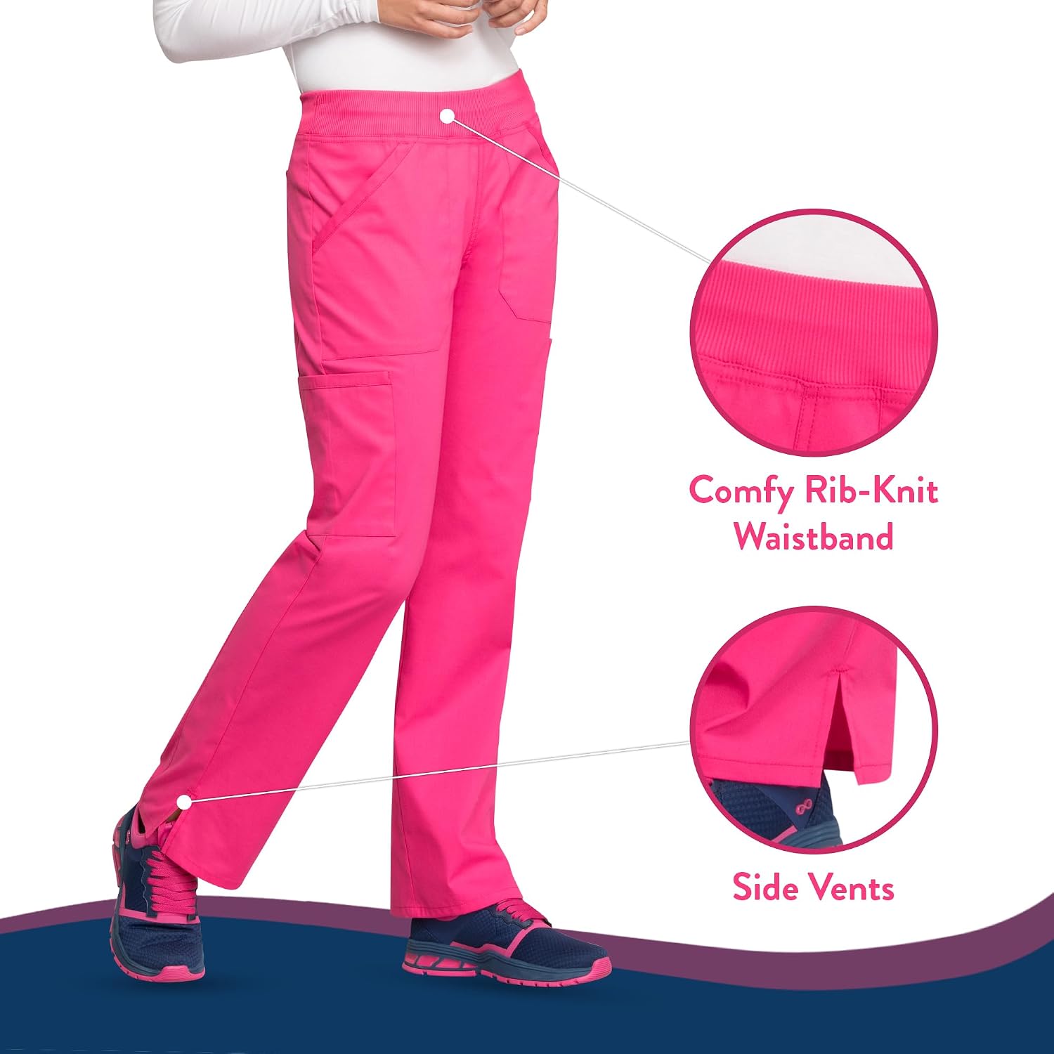 Detalle 2 de Cherokee WW170T Women's Scrub Pants, 2-Way Stretch, Six Pockets