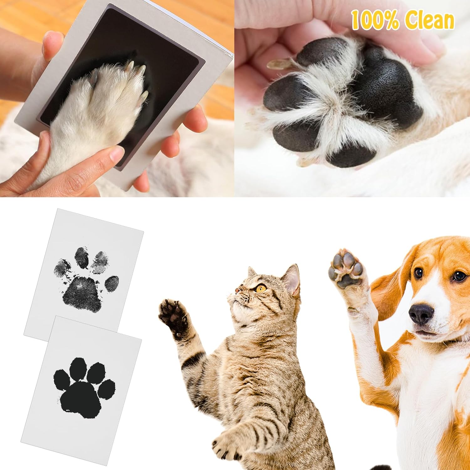 Thumbnail 3 de Nabance Baby Handprint and Footprint Kit (Inkless) with 8 Print Pads, 16 Cards and Pet Paw Print – Black