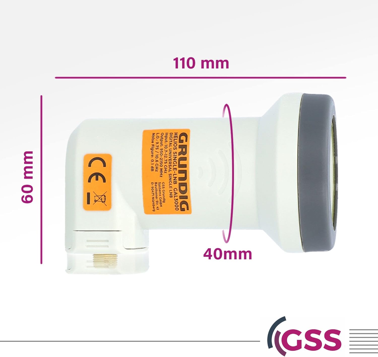 Thumbnail 6 de GSS Grundig Helios Single LNB (Single, 1 Teilnehmer) mit LTE-Abschirmung, Sun Protect & 2× F-Stecker