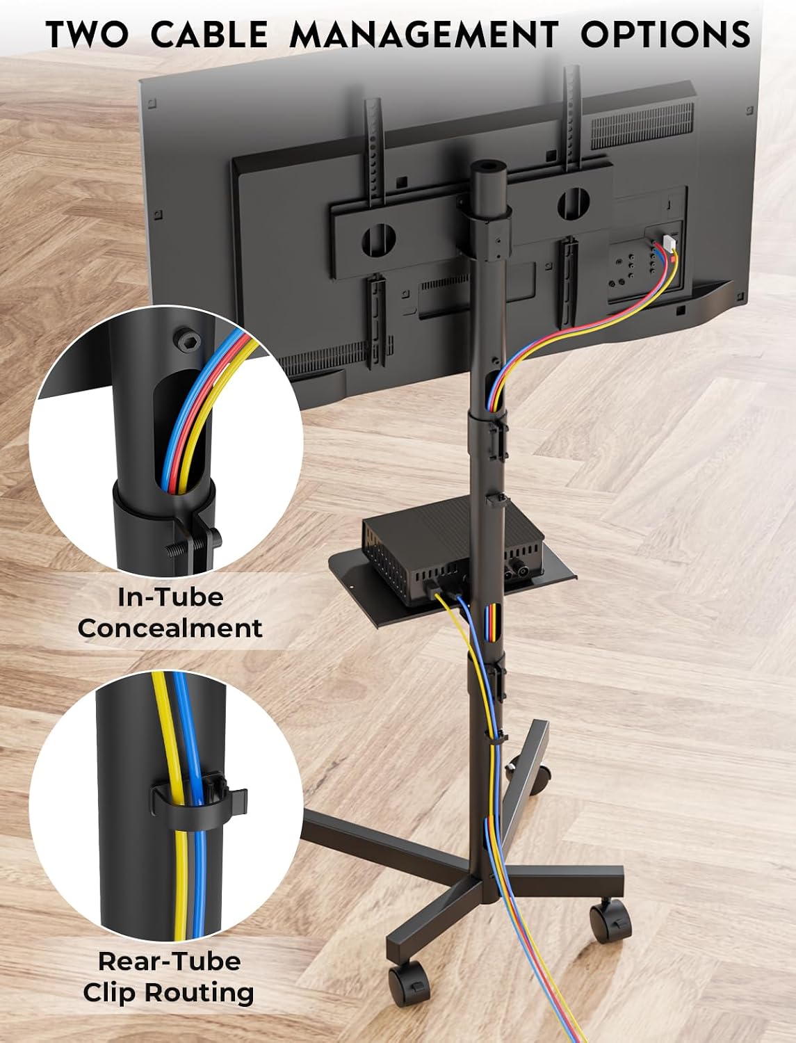Thumbnail 5 de BONTEC TC-003B-US-FBA Rolling TV Stand with Adjustable Height and Locking Wheels