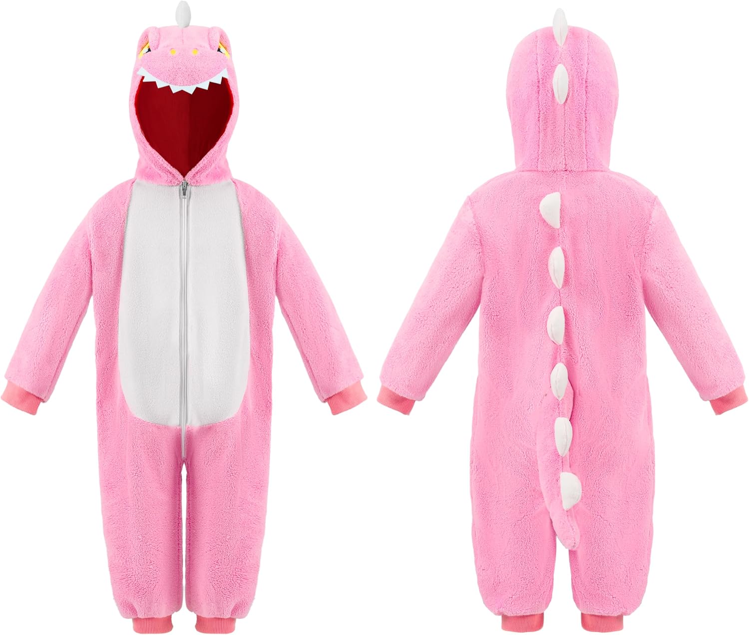 Detalle de Spooktacular Creations Baby Dinosaur Costume, Pink Hooded Zipper Jumpsuit