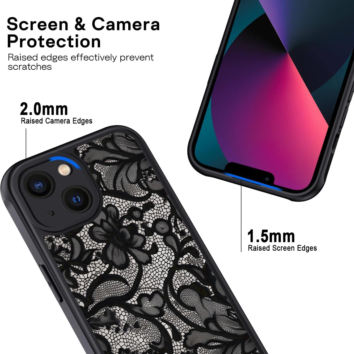 Thumbnail 4 de XTCASE Coque iPhone 13 Dentelle noire