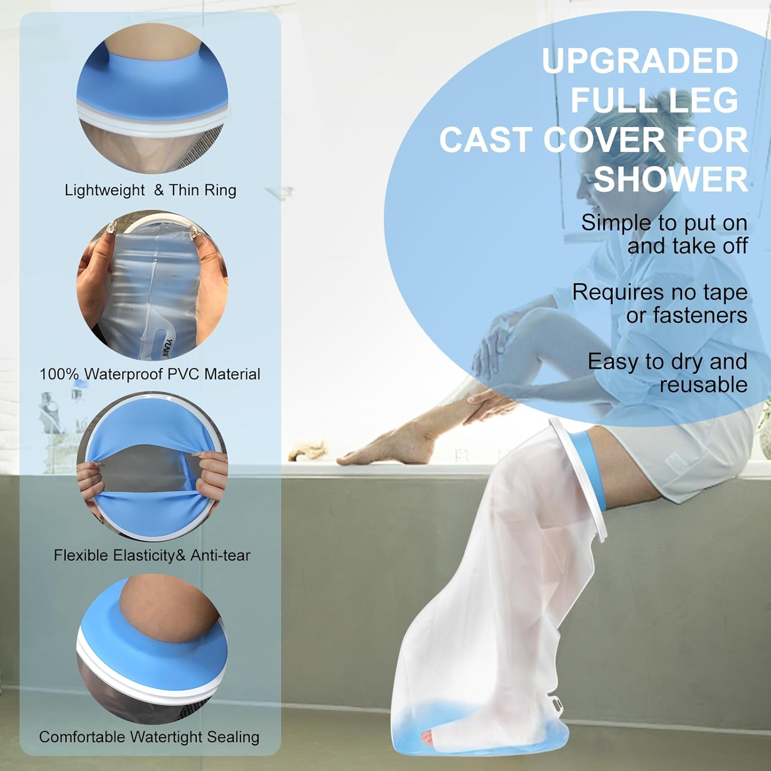 Thumbnail 6 de YUNCHI XL full leg waterproof cast cover for shower