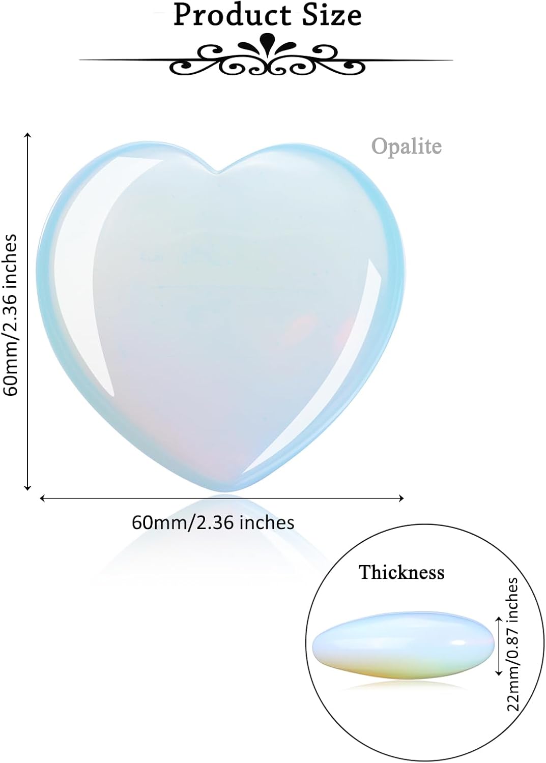 Thumbnail 5 de JSDDE 60mm Synthetic Opalite Heart Crystal – Healing Love Stone for Mindful Jewellery and Gift